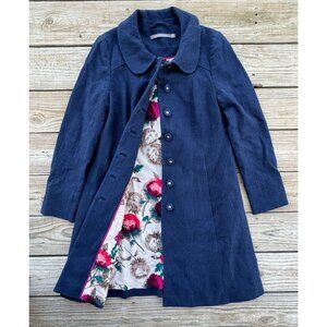 Boden Navy Blue Coat with Floral Lining